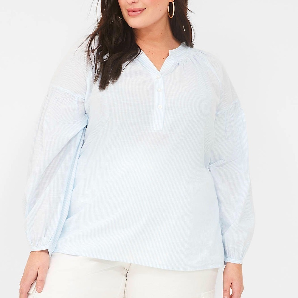 Lane Bryant Long-Sleeve Split-Neck Popover Shirt 18